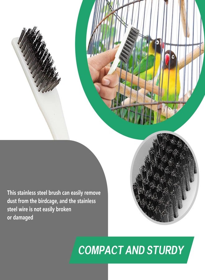 DINTSTYLE 7-Piece Set Bird Cage Cleaner,Small Animal cage Cleaning Tool Wooden and Stainless Steel Cleaning Brush Long Handle Cleaning Brush Spatula Bird Cleaning Bird Drops Multipurpose Cleaning - Image 3